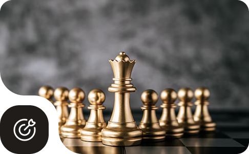 Mission image - chess pieces on carpet (symbol of strategy & quality)